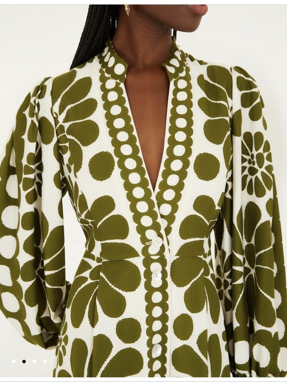 Green Palermo Buttoned Puff Sleeve Maxi Dress - Picture 2 of 8
